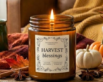 Harvest Blessings Soy Candle | Cozy Autumn Candle for Home | Fall Host Gifts | Fall Scents | Thanksgiving Decor