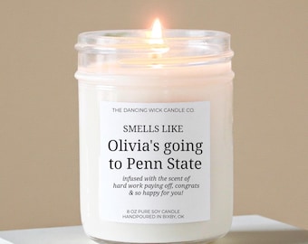 Personalized College Acceptance Candle | Graduation Gift for Daughter or Son