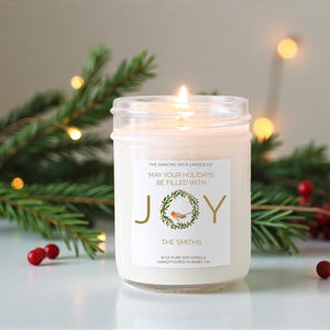 Joy Christmas Candle / Holiday Gift Candle  / Personalized Christmas Gift / Personalized Holiday Gift / Christmas Gift / Send Holiday Gift