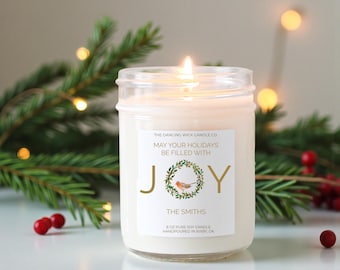Joy Christmas Candle / Holiday Gift Candle  / Personalized Christmas Gift / Personalized Holiday Gift / Christmas Gift / Send Holiday Gift