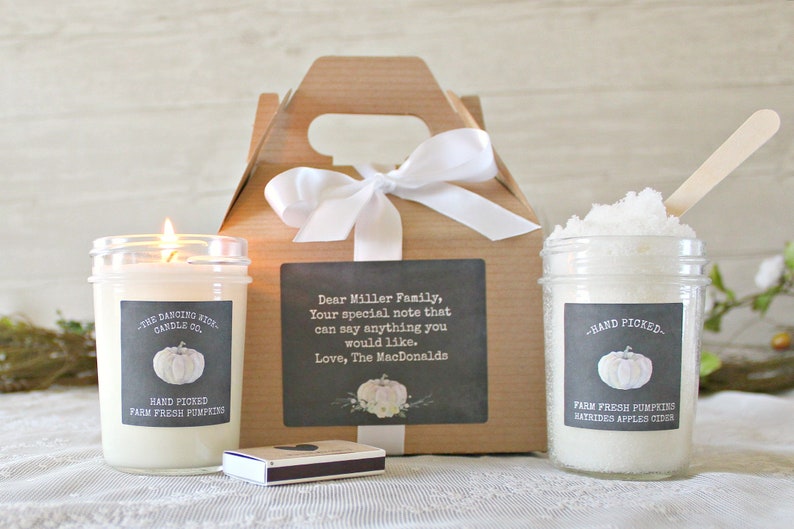 Fall Gifts / Thanksgiving Gift / Hostess Gift / Housewarming Gift / 8 oz candle & Sugar Scrub / Fall Candle Gift Set / Gift For Her / Autumn bild 9