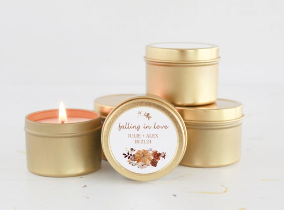 Fall Wedding Favor Set of 10 Candle Favors Falling in Love