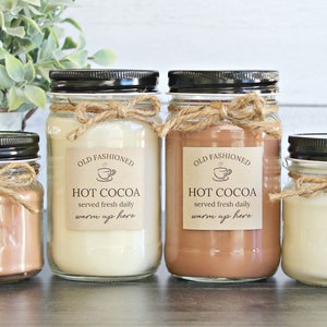 Hot Cocoa Soy Candle / Scented Candle / Christmas Candle / 8 oz candle / 16 oz candle / mason jar candle / handpoured / Farmhouse Decor