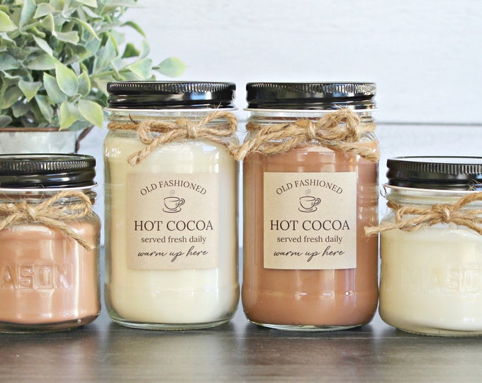 Hot Cocoa Soy Candle / Scented Candle / Christmas Candle / 8 oz candle / 16 oz candle / mason jar candle / handpoured / Farmhouse Decor