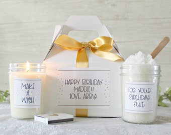 Birthday Gift Box / Personalized Birthday Gift / Funny birthday Gift / Spa Birthday Gift set / Birthday Candle /  Make a Wish