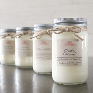 Soy Candle//Half-Pint// 8oz// 16 oz Mason Jar Candle//Choose Your Scent// Container Candle //Hand Poured