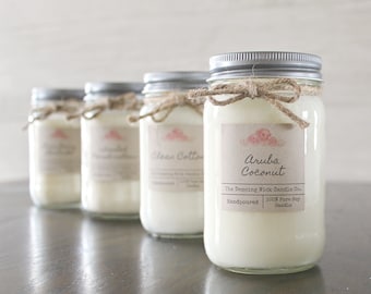 Soy Candle//Half-Pint// 8oz// 16 oz Mason Jar Candle//Choose Your Scent// Container Candle //Hand Poured