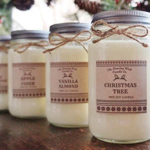 Winter Candle//Christmas Candle//Soy Candle//Choose Your Scent//16 oz Candle/Half Pint Mason Jar Candle//Gift Candle//Sweater Candle image 1