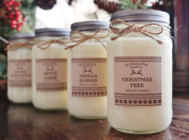 Soy Candle / 16 oz Candle / 8 oz Candle / Mason Jar Candle / Winter Candle / Holiday Sweater Candle / Christmas Candle image 1