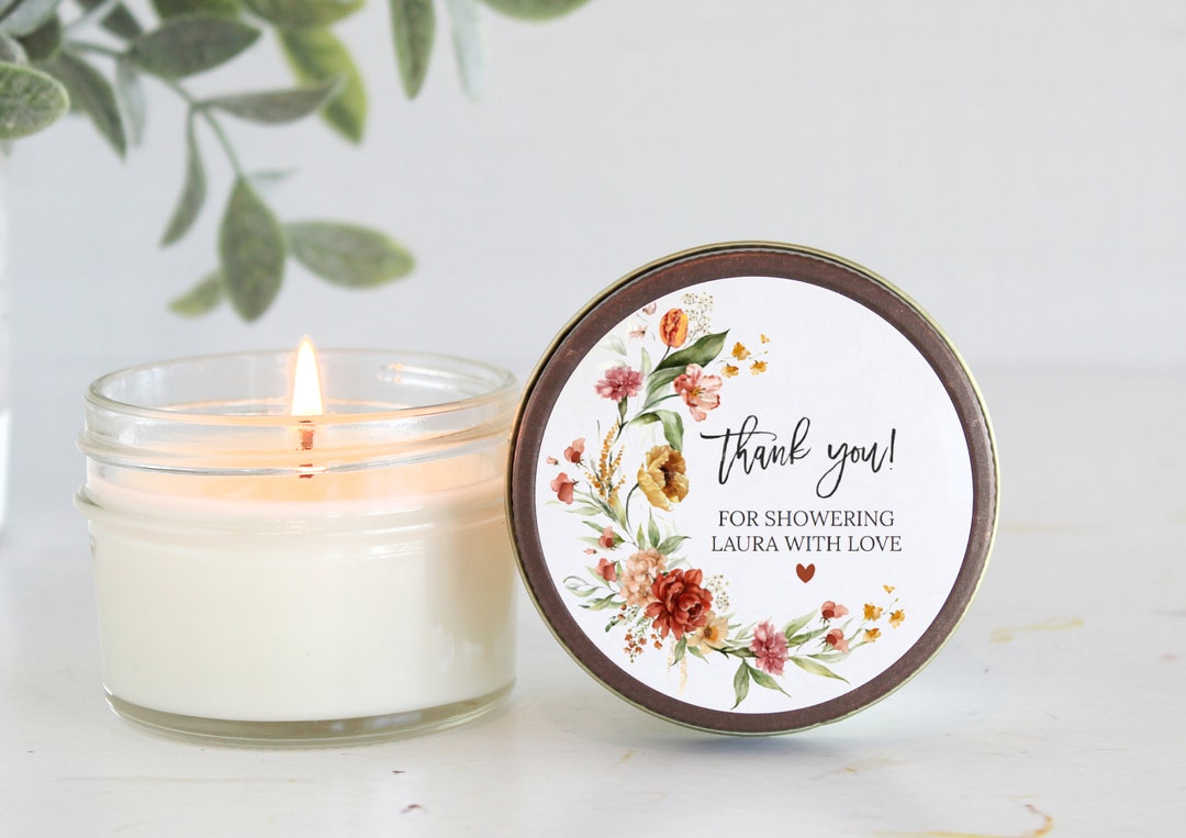 Fall Wildflower Bridal Shower Favors / Personalized 4 Oz. Soy Candle ...
