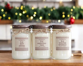 Winter Candle//Christmas Candle//Soy Candle//Choose Your Scent//16 oz Candle/Half Pint Mason Jar Candle//Gift Candle//Sweater Candle