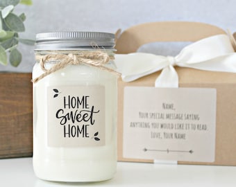 Housewarming gift / Home Sweet Home Soy Candle / New Home Gift / Realtor Closing Gift / First Home Gift / Anniversary / Housewarming Candle