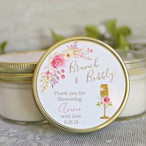 Brunch & Bubbly Bridal Shower Favors / Personalized 4 Oz Favor Candles ...