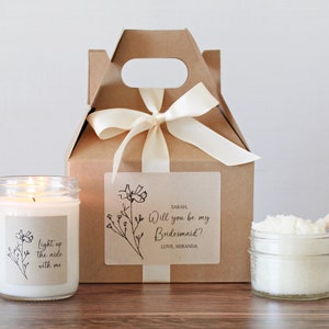 Bridesmaids Proposal Personalized Gift Boxes Will You Be My Bridesmaid Box Set Maid - Matron of Honor Proposal Light up the aisle with me Small Spa Set w/ Box