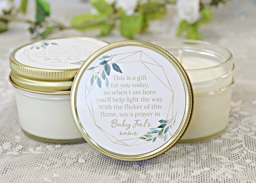 Greenery Baby Shower Poem Candle Favor / 4oz Candle Favors / Etsy