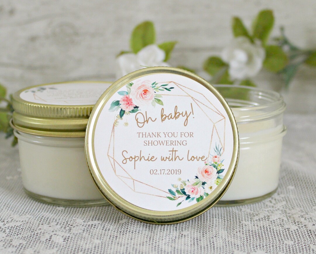 Oh Baby Shower Favors /personalized 4 Oz. Soy Candle or Sugar Scrub ...