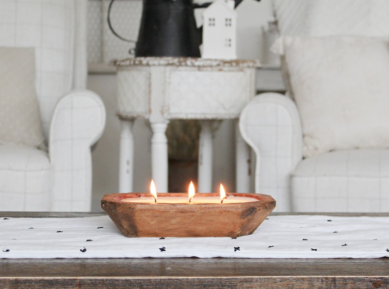 Dough Bowl Candle / 3 Wick Wood Bowl Candle / Bread Bowl Etsy