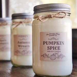 Fall Candle / Pure Soy / Autumn Candle / Fall Decor / Container Candle//Mason Jar Candle//16 oz. Candle/ 8 oz. Candle/Hand Poured/ Dye Free