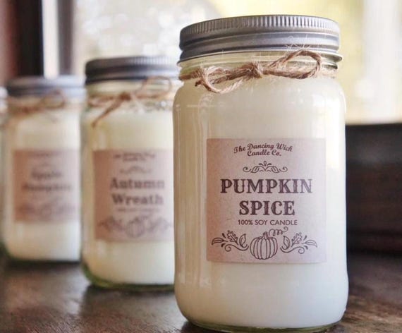 Fall Candle / Pure Soy / Autumn Candle / Fall Decor / Container Candle//Mason Jar Candle//16 oz. Candle/ 8 oz. Candle/Hand Poured/ Dye Free