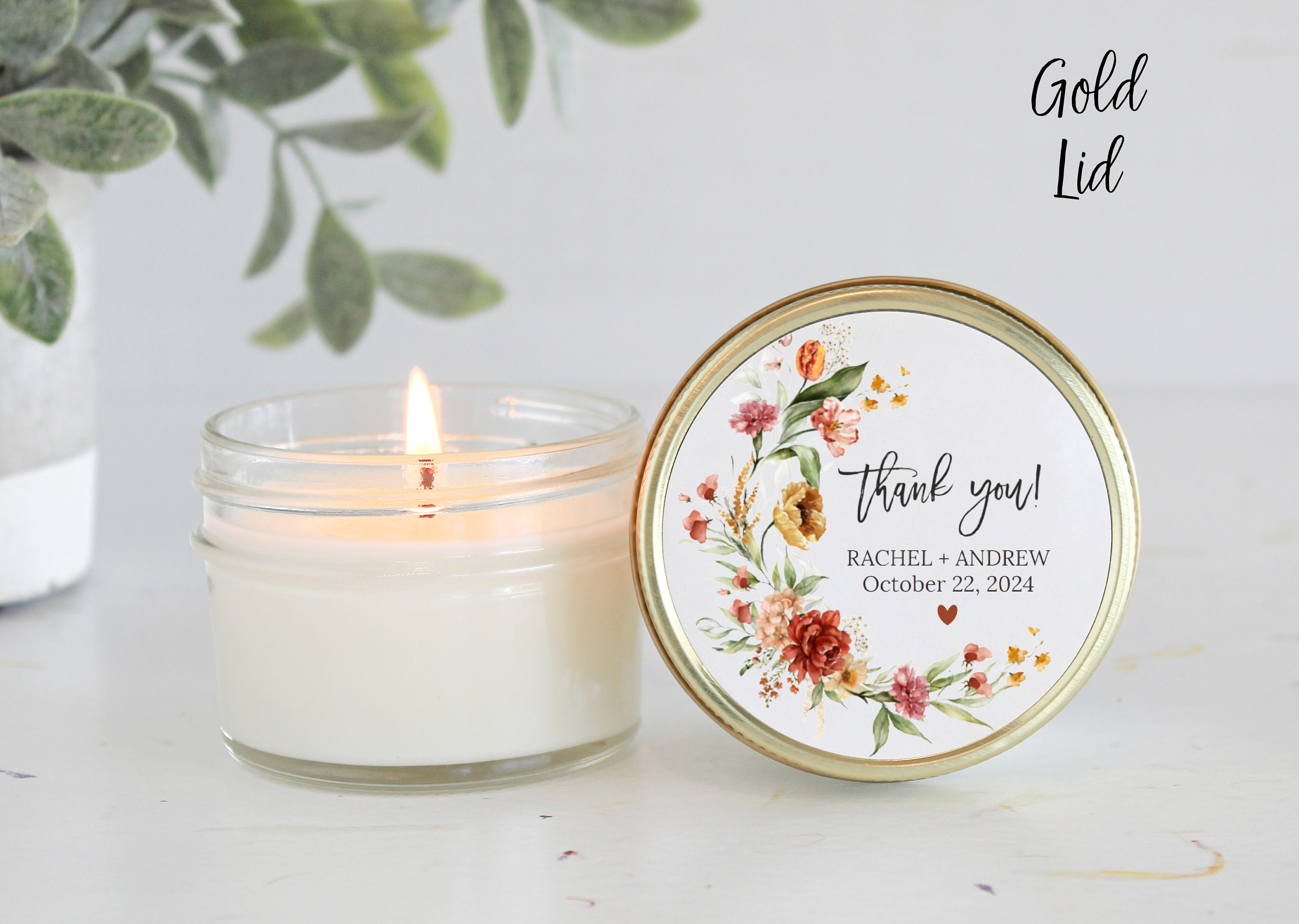 Fall Wildflower Bridal Shower Favors / Personalized 4 Oz. Soy Candle ...