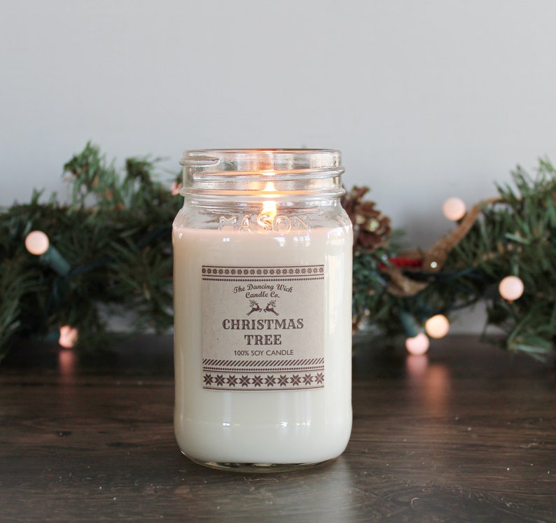 Winter Candle//Christmas Candle//Soy Candle//Choose Your Scent//16 oz Candle/Half Pint Mason Jar Candle//Gift Candle//Sweater Candle image 9