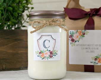 Personalized Soy Candle / Monogram Gift / Birthday Gift / Wedding Gift / Personalized Gifts for Her / Anniversary Gift Candle / Friend Gift