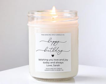 Vela de feliz cumpleaños: un regalo especial para ella, para tu mejor amiga, para un cumpleaños importante, vela de soja perfumada, regalo de autocuidado para mujeres.