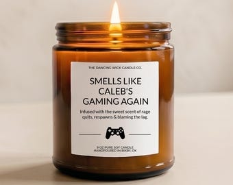Personalized Gaming Candle | Funny Gamer Gift | Video Game Lover Birthday Gift | Gift for Boyfriend or Husband |  9 oz Scented Soy Candle