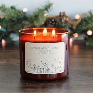 Christmas Candle / 3 wick /  Pure Soy / Strong Scented / Holiday Decor / Hand Poured /  Christmas Gifts /