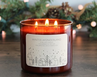 Christmas Candle / 3 wick /  Pure Soy / Strong Scented / Holiday Decor / Hand Poured /  Christmas Gifts /