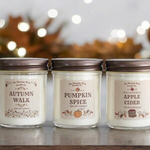 Juego de 3 velas de otoño / Juego de regalo con velas / Decoración de otoño / Juego de velas de otoño más vendido / Velas en frasco / Ideas para regalos de otoño / Velas de soja hechas a mano imagen 6