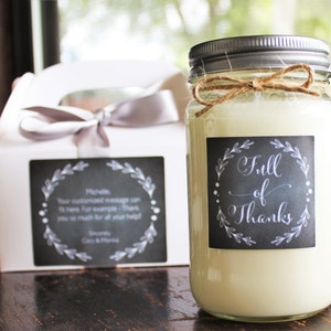 Thank you gift //Appreciation Gift// Thank you Candle//16 oz. Pure Soy//Choose Your Scent//Chalkboard Candle//Full of Thanks// image 6