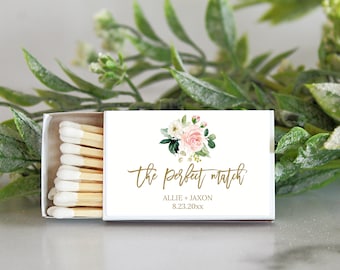 Personalized Matches / Set of 10 / Wedding Favors / The Perfect Match / Reception Favors / Bridal Shower  / Engagement Party Favors Floral