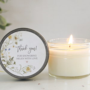 Wildflower Bridal Shower Favor Candles / Personalized 4 Oz. Soy Candle ...