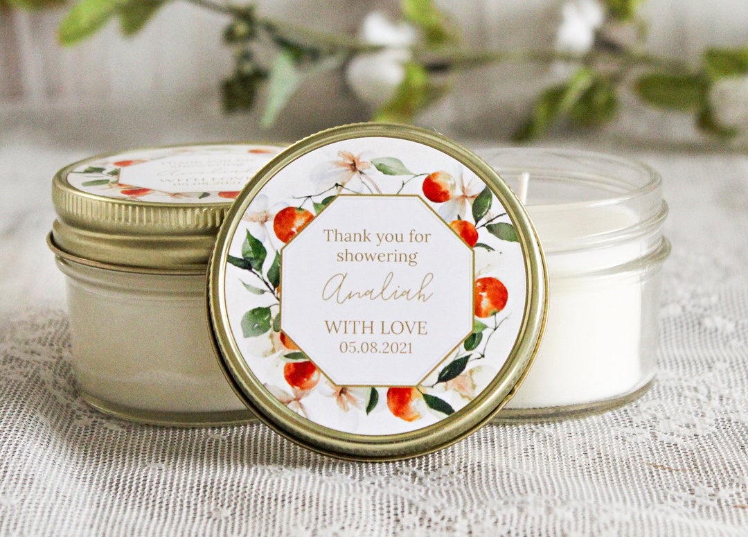 Citrus Bridal Shower Favor / Personalized 4 Oz. Soy Candle Favors ...