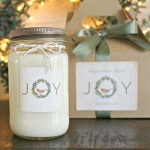 Joy Christmas Candle / Holiday Gift Candle  / Personalized Christmas Gift / Personalized Holiday Gift / Christmas Gift / Send Holiday Gift