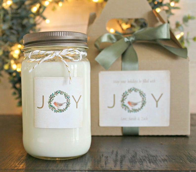 Joy Christmas Candle Personalized Holiday Gift