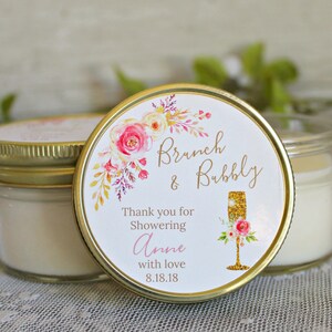 Brunch & Bubbly Bridal Shower Favors / Personalized 4 Oz Favor Candles ...