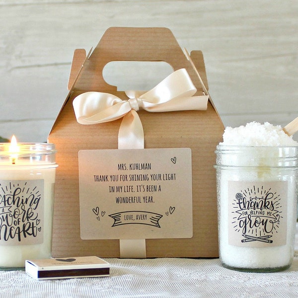 Teacher Gift / Personalised Teacher Gift / Teacher Appreciation  / Thank you Gift / Teaching is a work of heart  / Spa Gift Set / Soy Candle