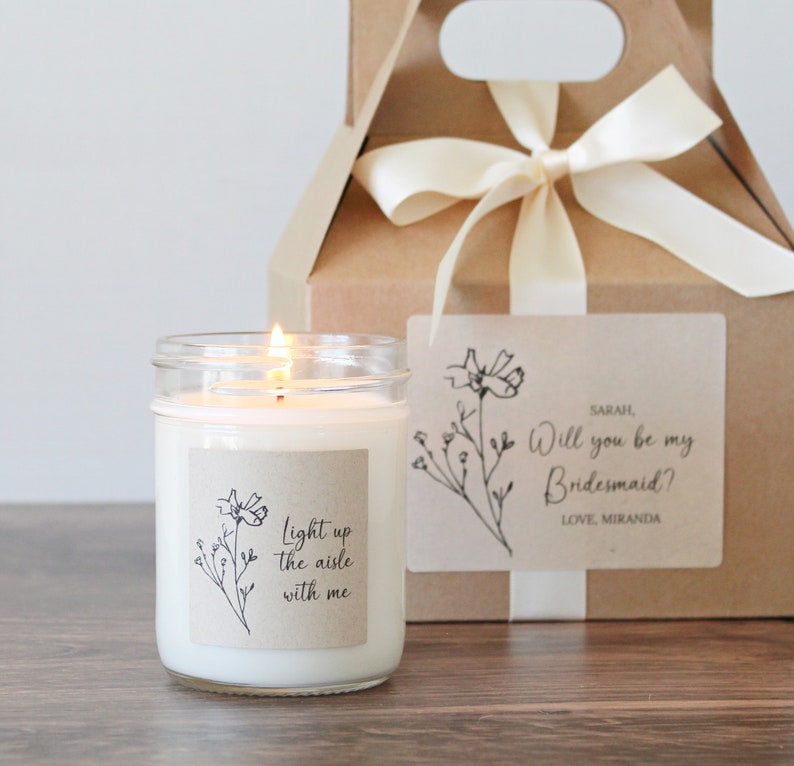 Bridesmaids Proposal Personalized Gift Boxes Will You Be My Bridesmaid Box Set Maid - Matron of Honor Proposal Light up the aisle with me Candle & box