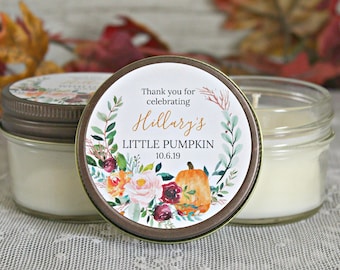 Little Pumpkin Favor / Fall Baby Shower Favor / Personalized 4 oz Soy Candle Favor / Girl Baby Shower / Boy Baby Shower / Baby Shower Favor