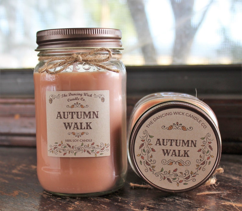 Autumn Walk Pure Soy Candle //Large Pint 16 oz.// Half Pint 8 image 0