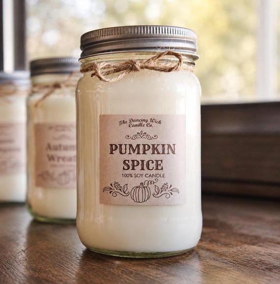 Fall Candle / Pure Soy / Autumn Candle / Fall Decor / Container Candle//Mason Jar Candle//16 oz. Candle/ 8 oz. Candle/Hand Poured/ Dye Free