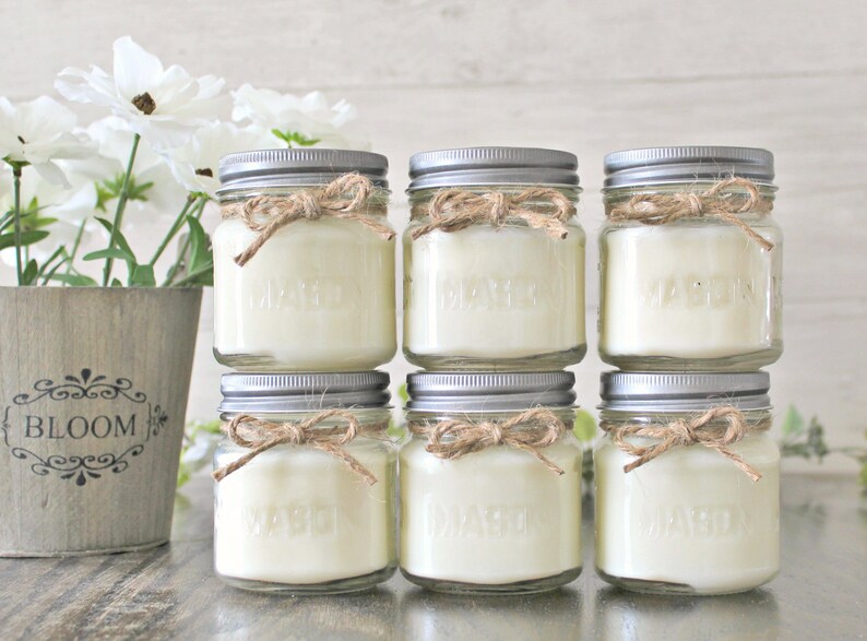 Set of 6 8 oz Soy Mason Jar candles / Soy Candles / Etsy