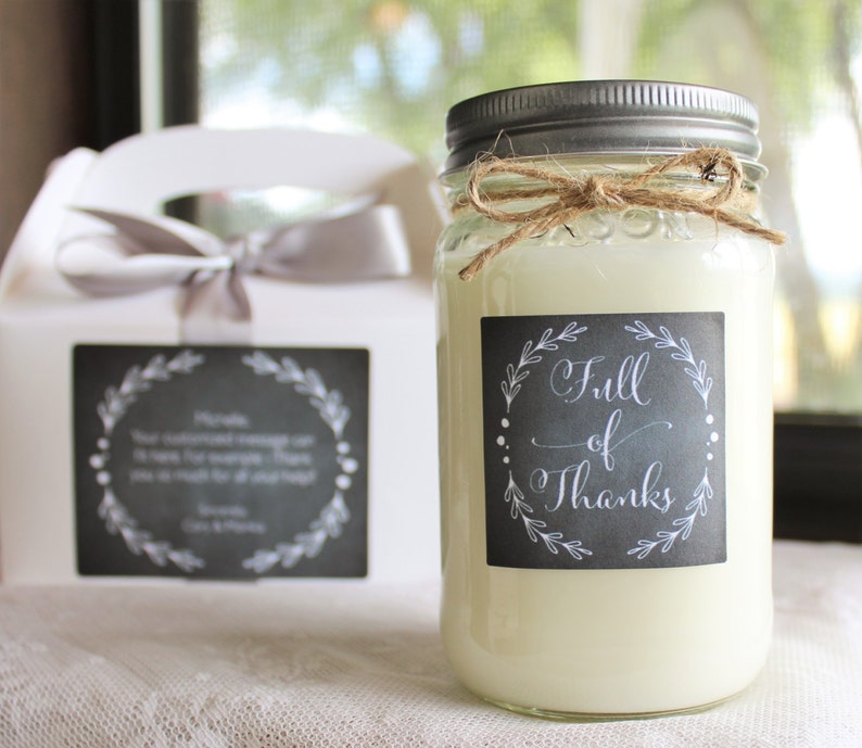 Thank you gift //Appreciation Gift// Thank you Candle//16 oz. Pure Soy//Choose Your Scent//Chalkboard Candle//Full of Thanks// image 1