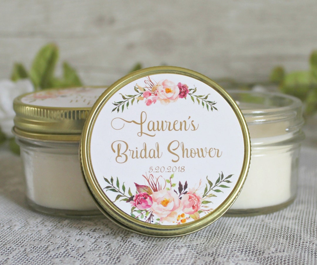 Blush and Gold Bridal Shower Favors / 4 Oz Candle Favors / Boho ...