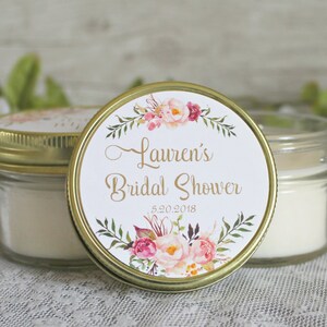 Blush and gold bridal shower favors / 4 oz candle favors / boho inspired bridal shower / rose favor / boho wedding /
