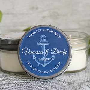 Anchor Wedding Favor / Nautical Wedding Favor / Personalized 4 oz. Candle Favors / Nautical Bridal Shower/ Anchor Shower Favor