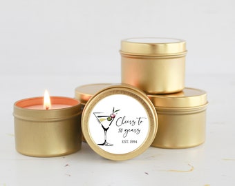 Adult Birthday Party Favor candles / Set of 10 Soy Candles / Cheers to 30 years / 40 years / 50 years / 60th Birthday / 70th / Dirty 30