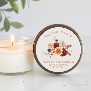 Autumn Wildflower Bridal Shower Favors: 4 oz Soy Candle